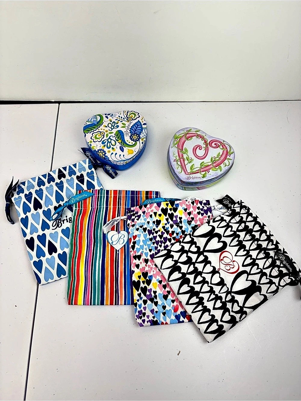 Brighton Collectible Heart Tins with Dust Bags Set